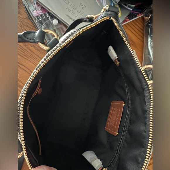 New Coach Women's Elise Horse Carriage Jacquard Satchel Black - Picture 3 of 9